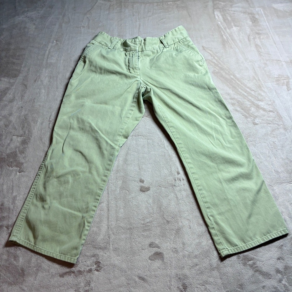 Bass GH Bass & Co Womens Sage Green Cotton Twill Chino Pants Size 2 Wide Leg